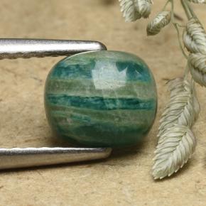 Amazonita verde-azul natural de 1,17 ct, corte cojín, opaco