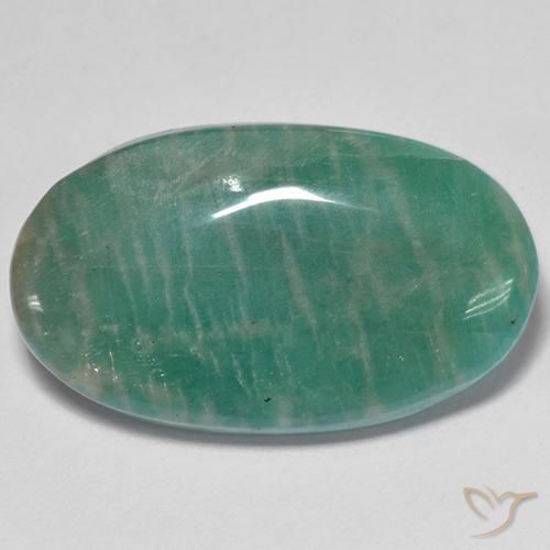 Amazonita Verde azulado natural de 21.49 ct, Ovalada, Translúcido