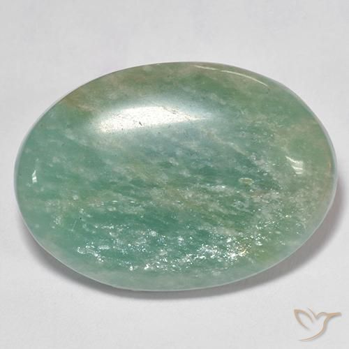 Amazonita Verde azulado medio natural de 16.50 ct, Ovalada, Translúcido