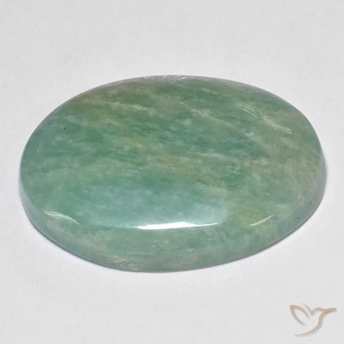 Amazonita Verde azulado medio natural de 16.50 ct, Ovalada, Translúcido