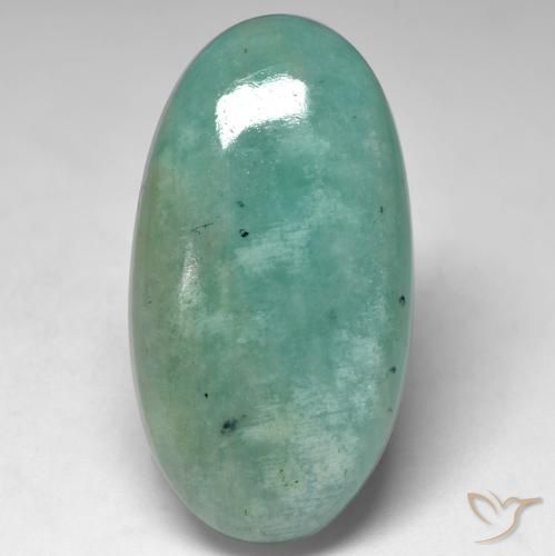 Amazonita Verde azulado natural de 24.84 ct, Ovalada, Translúcido