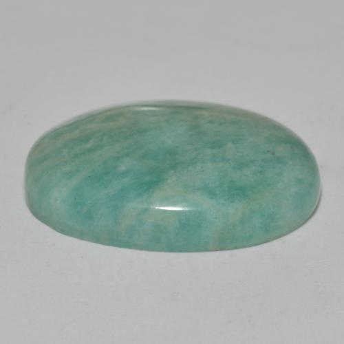 Amazonita Verde azulado medio natural de 15.80 ct, Corte Óvalo, Translúcido