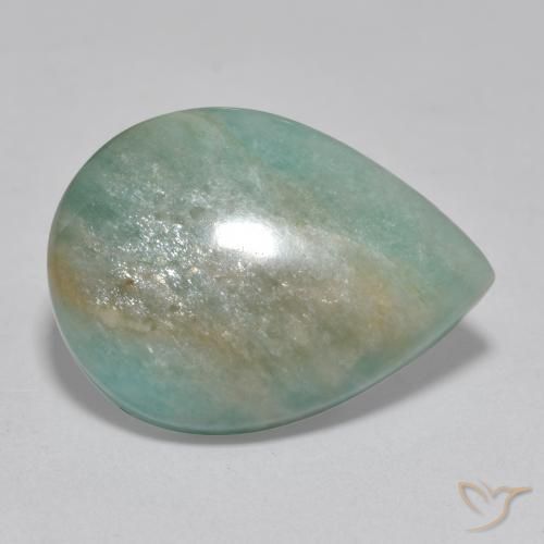 Amazonita Tono azul verde natural de 16.57 ct, En forma de pera, Translúcido