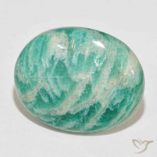 Amazonita Verde medio natural de 42.65 ct, Ovalada, Opaco