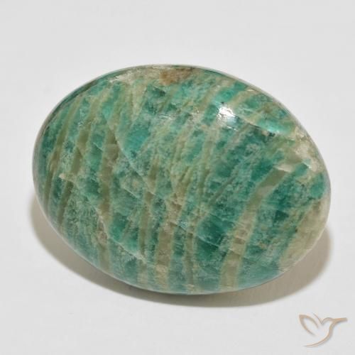 Amazonita Verde oscuro natural de 60.70 ct, Ovalada, Opaco