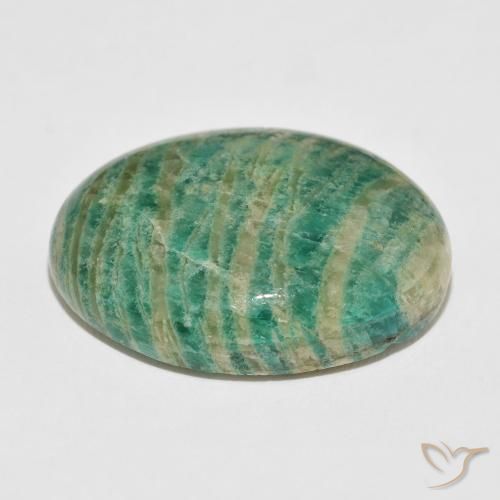 Amazonita Verde oscuro natural de 60.70 ct, Ovalada, Opaco