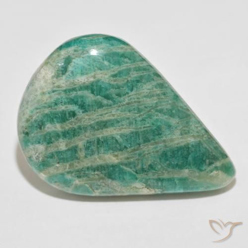 Amazonita Verde pino natural de 55.77 ct, En forma de pera, Opaco