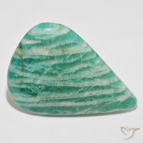 Amazonita Verde frío natural de 51.56 ct, En forma de pera, Opaco
