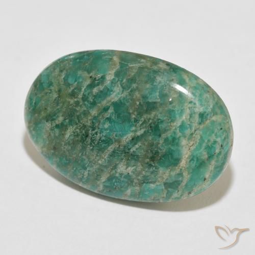 Amazonita Verde frío natural de 35.81 ct, Ovalada, Opaco