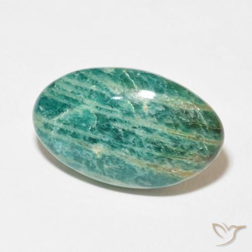 Amazonita Verde frío natural de 21.30 ct, Ovalada, Opaco