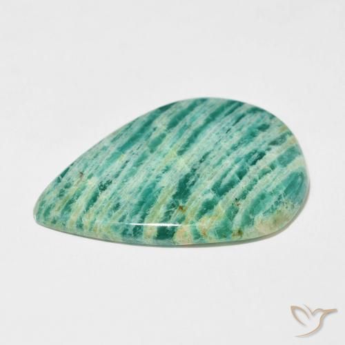 Amazonita Verde frío natural de 32.33 ct, En forma de pera, Opaco