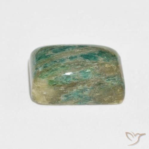 Amazonita Verde medio natural de 12.42 ct, Forma Cojín, Opaco
