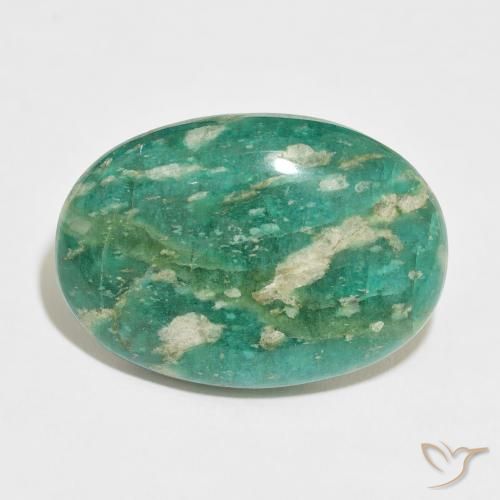35.84ct Natural Verde oscuro Amazonita, Ovalada, Opaco