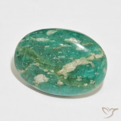 Amazonita Verde oscuro natural de 35.84 ct, Ovalada, Opaco