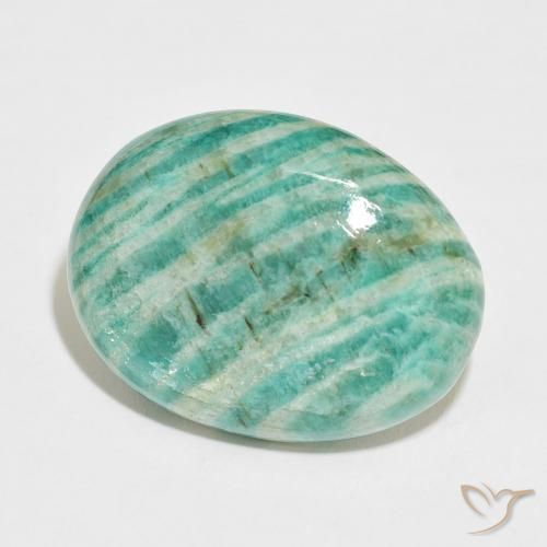 Amazonita Verde multicolor natural de 34.84 ct, Ovalada, Opaco