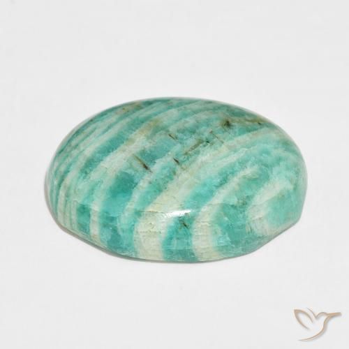 Amazonita Verde multicolor natural de 34.84 ct, Ovalada, Opaco