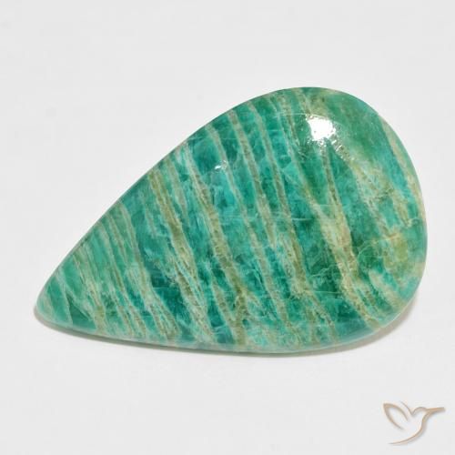 37.44ct Natural Verde oscuro Amazonita, En forma de pera, Opaco