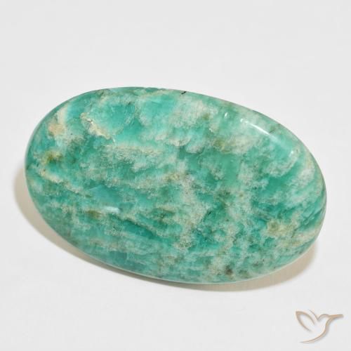Amazonita Verde multicolor natural de 61.95 ct, Ovalada, Opaco