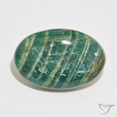 57.90ct Natural Verde oscuro Amazonita, Ovalada, Opaco