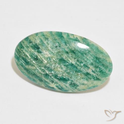 Amazonita Verde oscuro natural de 30.25 ct, Ovalada, Opaco