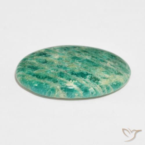 Amazonita Verde oscuro natural de 30.25 ct, Ovalada, Opaco