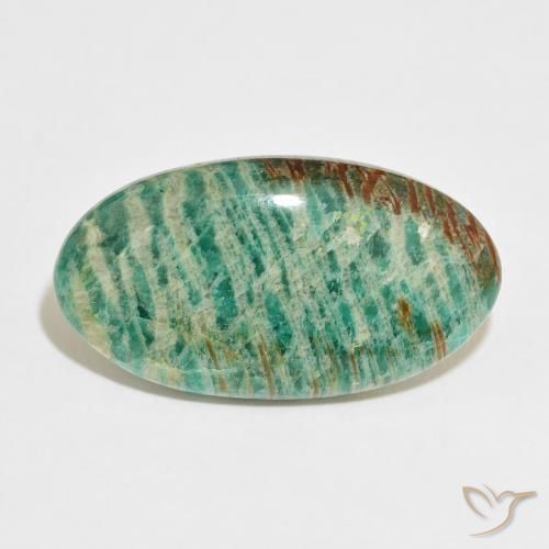 36.78ct Natural Verde multicolor Amazonita, Ovalada, Opaco