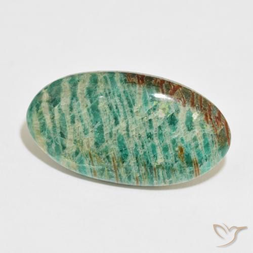Amazonita Verde multicolor natural de 36.78 ct, Ovalada, Opaco