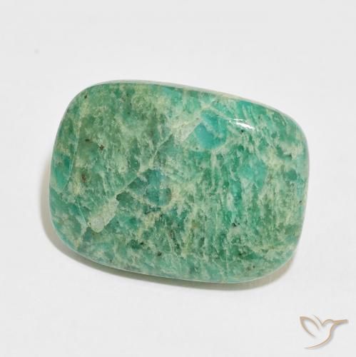 Amazonita Verde medio natural de 21.63 ct, Forma Cojín, Opaco