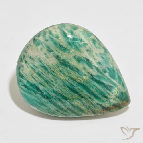 Amazonita Verde medio natural de 46.56 ct, En forma de pera, Opaco