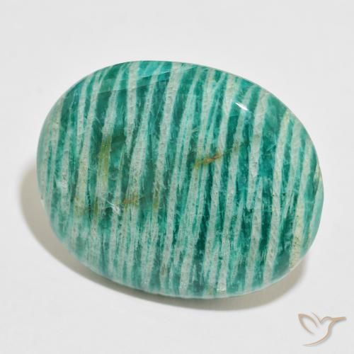 Amazonita Verde medio natural de 52.88 ct, Ovalada, Opaco