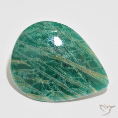Amazonita Verde pino natural de 54.15 ct, En forma de pera, Opaco