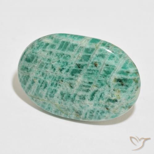 Amazonita Verde frío natural de 36.60 ct, Ovalada, Opaco