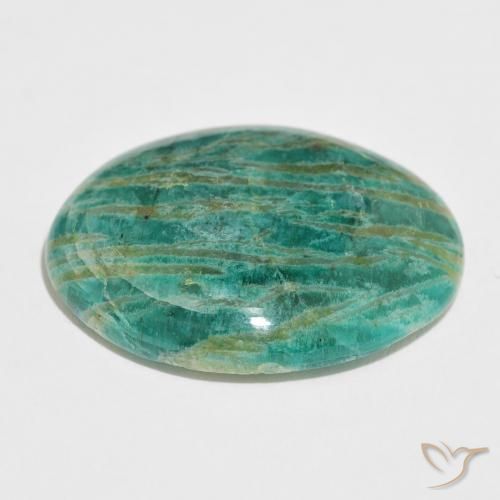 Amazonita Verde medio natural de 42.32 ct, Ovalada, Opaco