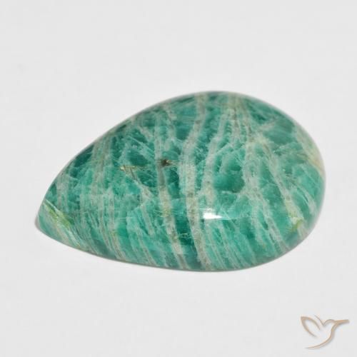 Amazonita Verde frío natural de 37.97 ct, En forma de pera, Opaco