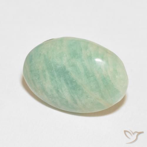 Amazonita Verde musgo claro natural de 15.06 ct, Ovalada, Opaco
