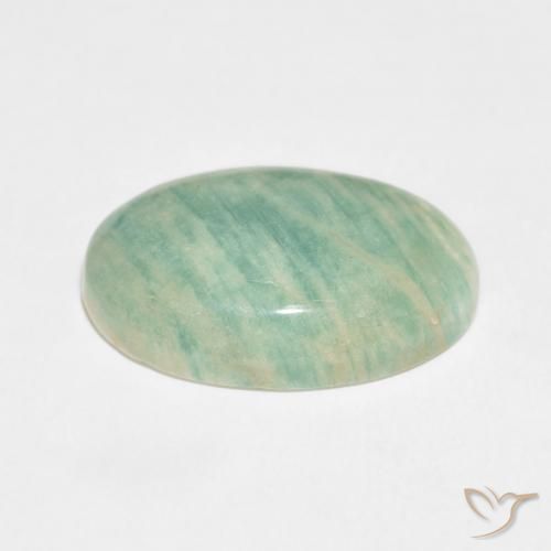 Amazonita Verde musgo claro natural de 15.06 ct, Ovalada, Opaco