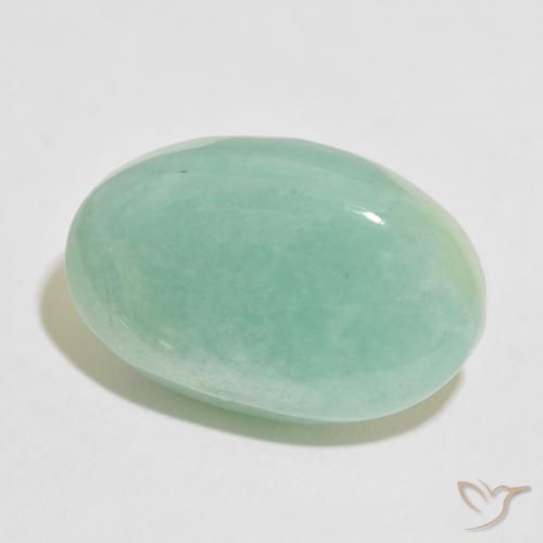 Amazonita Verde mar claro natural de 25.05 ct, Ovalada, Opaco