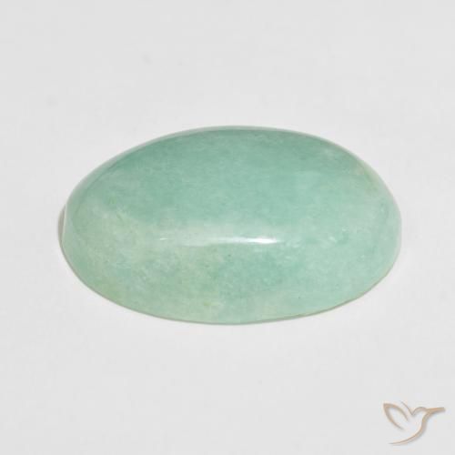 Amazonita Verde mar claro natural de 25.05 ct, Ovalada, Opaco