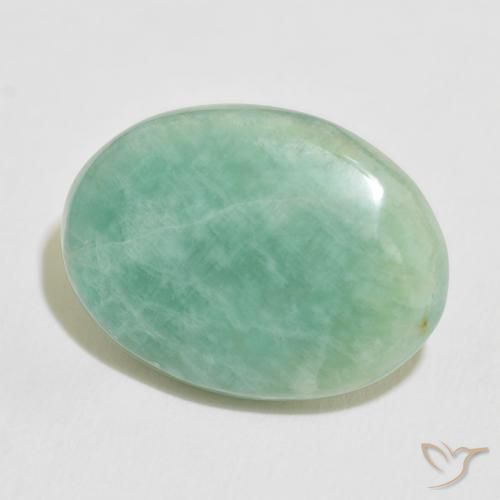 Amazonita Verde mar claro natural de 15.65 ct, Ovalada, Opaco