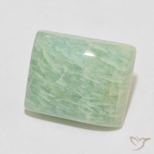 Amazonita Verde musgoso natural de 12.56 ct, Corte Baguette, Opaco