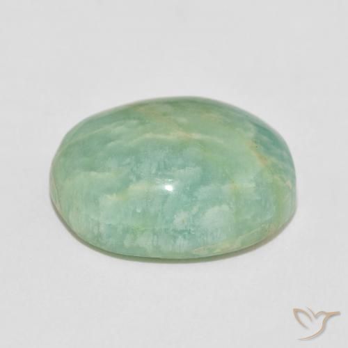 Amazonita Verde mar claro natural de 16.47 ct, Ovalada, Opaco