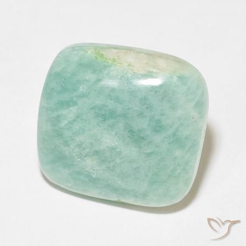 Amazonita Verde azulado claro natural de 17.43 ct, Forma Cojín, Opaco
