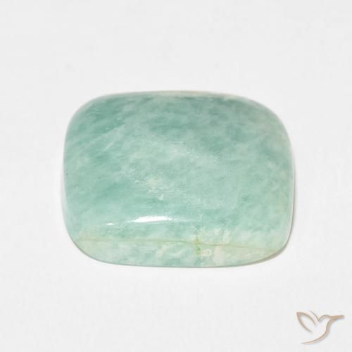 Amazonita Verde azulado claro natural de 17.43 ct, Forma Cojín, Opaco