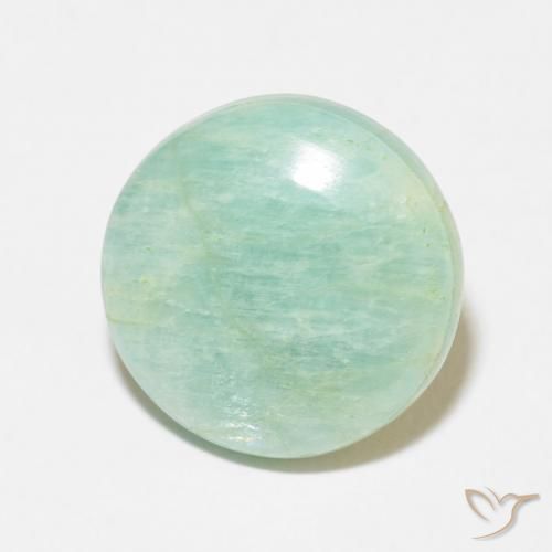 Amazonita Verde musgo claro natural de 6.94 ct, Redondo, Opaco