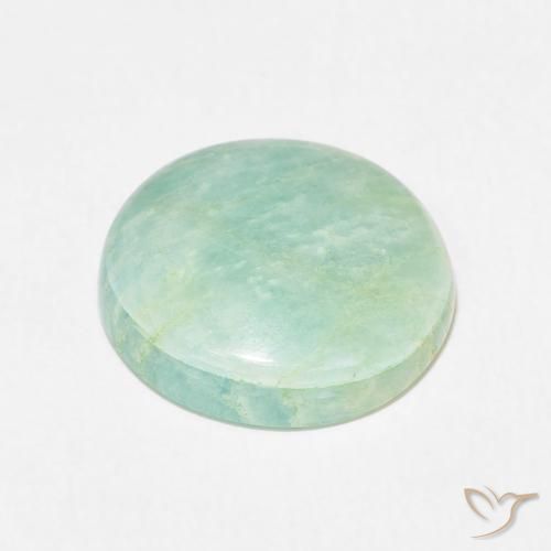 Amazonita Verde musgo claro natural de 6.94 ct, Redondo, Opaco
