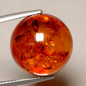 Ámbar naranja natural de 6,16 ct, transparente, transparente / translúcido