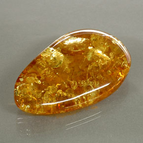 Ámbar naranja natural de 30,46 ct, transparente, transparente / translúcido