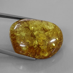 Ámbar naranja natural de 25,63 ct, transparente, transparente / translúcido