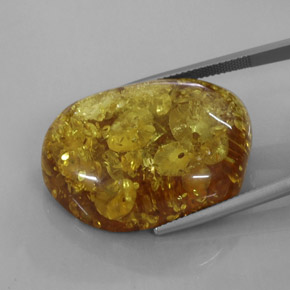 Ámbar naranja natural de 25,63 ct, transparente, transparente / translúcido