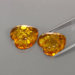 Gemas de ámbar naranja natural de  ct, transparente, transparente / translúcido